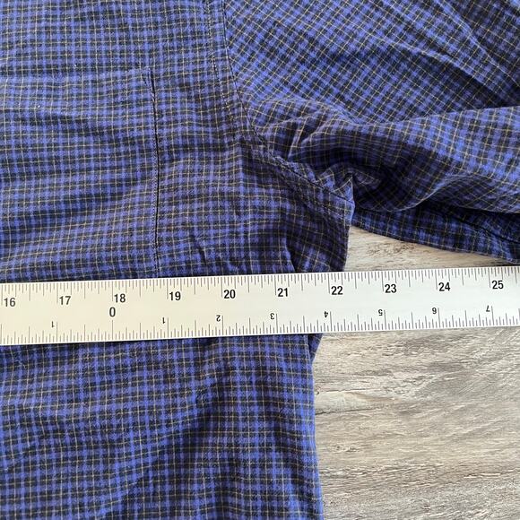 John Vabartos Micro Black Watch Plaid Blue Mens L Button Down Long Sleeve Shirt - Picture 7 of 10